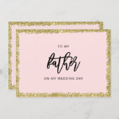 Invitation Parties scintillant rose et or à mon père mariage (Devant / Derrière)