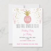 Invitation Parties scintillant rose et or Ananas (Devant)