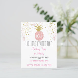 Invitation Parties scintillant rose et or Ananas
