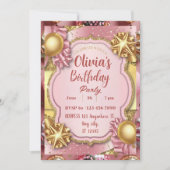 Invitation Parties scintillant rose et or Anniversaire Invita (Devant)