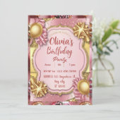 Invitation Parties scintillant rose et or Anniversaire Invita (Debout devant)