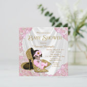 Invitation Parties scintillant rose et or Baby shower de chau (Debout devant)