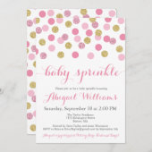 Invitation Parties scintillant rose et or Baby Sprinkle Invit (Devant / Derrière)