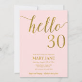 Invitation Parties scintillant rose et or bleu 30e anniversai (Devant)