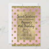 Invitation Parties scintillant rose et or bleu Pois doux 16 1 (Devant)