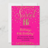 Invitation Parties scintillant rose et or chaud Moderne Sweet (Devant)