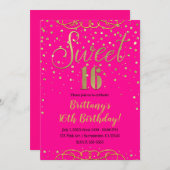 Invitation Parties scintillant rose et or chaud Moderne Sweet (Devant / Derrière)
