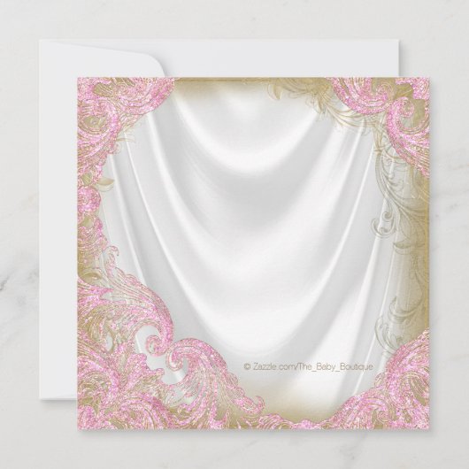 Invitation Parties scintillant rose et or Chaussure Baby show (Dos)