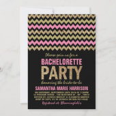 Invitation Parties scintillant rose et or Chevron Bachelorett (Devant)