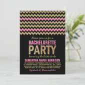Invitation Parties scintillant rose et or Chevron Bachelorett (Debout devant)