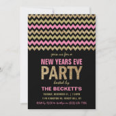 Invitation Parties scintillant rose et or Chevron New Years P (Devant)