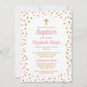 Invitation Parties scintillant rose et or Confetti Baptême In (Devant)
