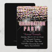 Invitation Parties scintillant rose et or Confetti Graduation (Devant / Derrière)