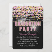 Invitation Parties scintillant rose et or Confetti Graduation (Devant)