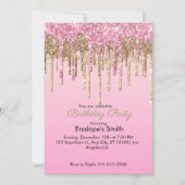 Invitation Parties scintillant rose et or Drivers Anniversair (Devant)