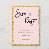 Invitation Parties scintillant rose et or Enregistrer la date (Devant / Derrière)