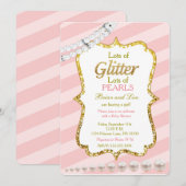 Invitation Parties scintillant rose et or et Baby shower des  (Devant / Derrière)