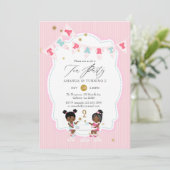 Invitation Parties scintillant rose et or fille 2ème annivers (Debout devant)