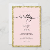 Invitation Parties scintillant rose et or Mariage (Devant)
