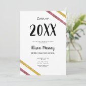 Invitation Parties scintillant rose et or moderne Script de p (Debout devant)