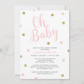 Invitation Parties scintillant rose et or Oh Baby shower (Devant)