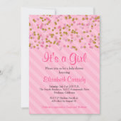 Invitation Parties scintillant rose et or saupoudrer Baby sho (Devant)