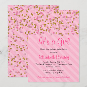 Invitation Parties scintillant rose et or saupoudrer Baby sho