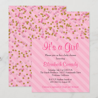 Invitation Parties scintillant rose et or saupoudrer Baby sho