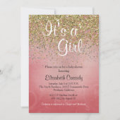 Invitation Parties scintillant rose et or saupoudrer Baby sho (Devant)