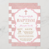 Invitation Parties scintillant rose et Rose rose or Invitatio (Devant / Derrière)