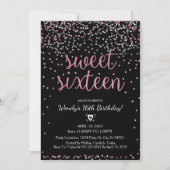 Invitation Parties scintillant Rose et Silver Sweet 16 Annive (Devant)