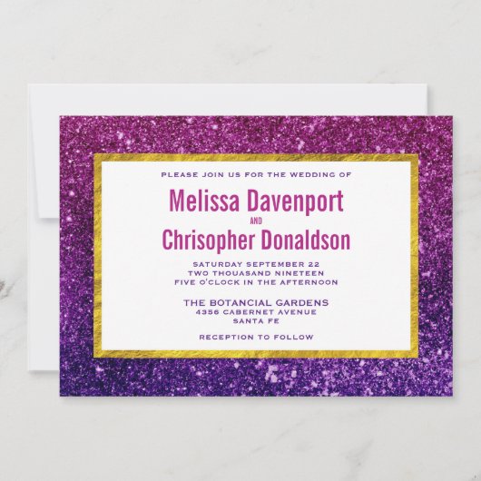 Invitation Parties scintillant rose et violet  Gemstones Mari (Devant)