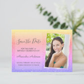 Invitation Parties scintillant rose et violet sucré 16 Enregi (Debout devant)