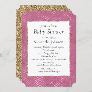 Invitation Parties scintillant rose étincelle Baby shower Gol