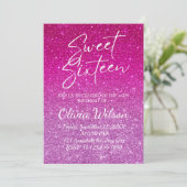 Invitation Parties scintillant rose étincelles Ombre Sweet 16 (Debout devant)