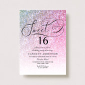 Invitation Parties scintillant rose Fancy Script Sweet 16 Ann