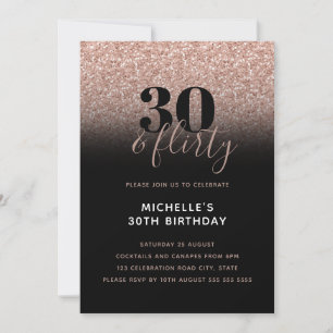 Invitation Parties scintillant rose Faux 30 & Flirty 30e anni