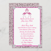 Invitation Parties scintillant rose Faux Flamant rose Faire-p (Devant / Derrière)