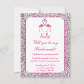 Invitation Parties scintillant rose Faux Flamant rose Love Br (Devant)