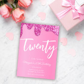 Invitation Parties scintillant rose fille 20e anniversaire fê