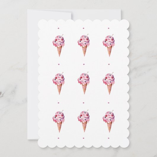 Invitation Parties scintillant rose Fille Crème glacée 1er an (Dos)