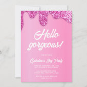 Invitation Parties scintillant rose fille magnifique fête de  (Devant)