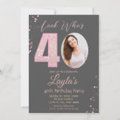 Invitation Parties scintillant rose fille Photo 40e anniversa (Devant)