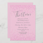 Invitation Parties scintillant rose filles 13e anniversaire I (Devant / Derrière)