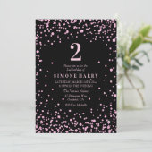 Invitation Parties scintillant rose Filles Confetti 2e Invita (Debout devant)