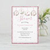 Invitation Parties scintillant rose Floral Aquarelle Coeurs B (Debout devant)
