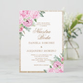 Invitation Parties scintillant rose Floral Nuestra Boda Maria (Debout devant)