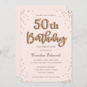 Invitation Parties scintillant Rose Foil Ballons 50e annivers (Devant / Derrière)