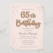 Invitation Parties scintillant Rose Foil Ballons 65e annivers (Devant / Derrière)