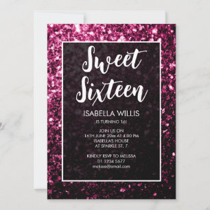 Invitation Parties scintillant rose foncé brillant Sweet 16 é